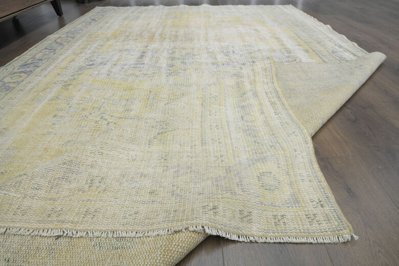 Distressed Orange Area Anatolian Rug