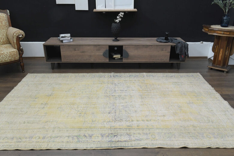 Distressed Orange Area Anatolian Rug