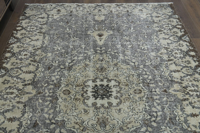 Gray Handmade Oriental Anatolian Rug