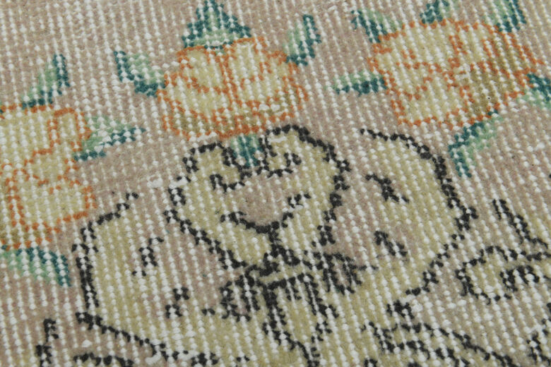 Antique Floral Beige Brown Anatolian Rug