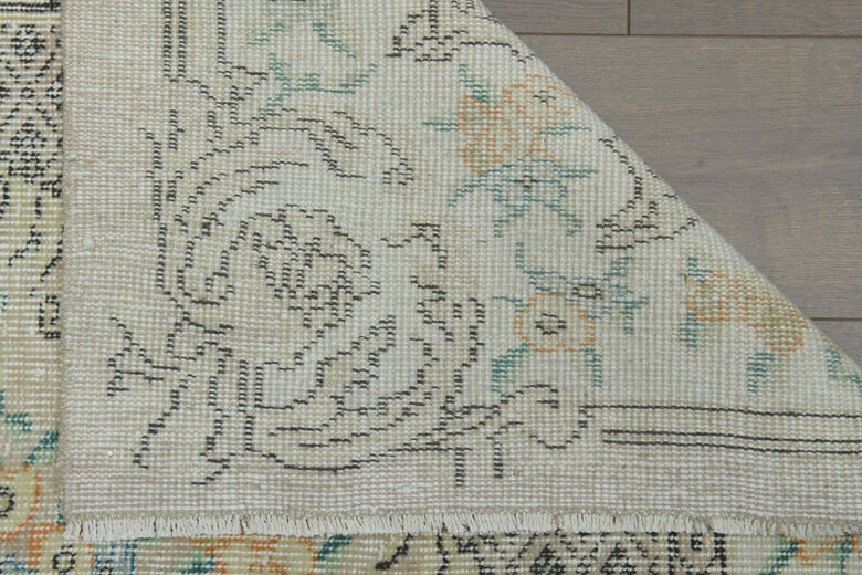 Antique Floral Beige Brown Anatolian Rug