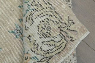 Antique Floral Beige Brown Anatolian Rug - Thumbnail