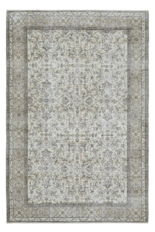 Floral Beige Brown Vintage Rug