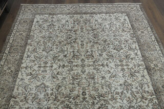 Floral Beige Brown Vintage Rug - Thumbnail