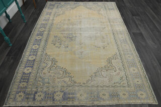 Vintage Yellow Blue Rug - Thumbnail