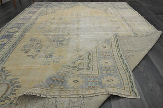 Vintage Yellow Blue Rug - Thumbnail