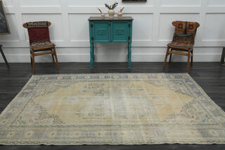 Vintage Yellow Blue Rug - Thumbnail