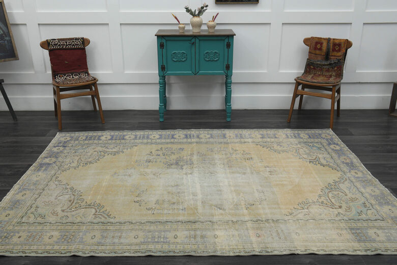 Vintage Yellow Blue Rug