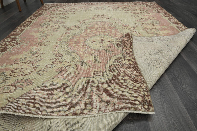 Orange Brown Vintage Anatolian Rug