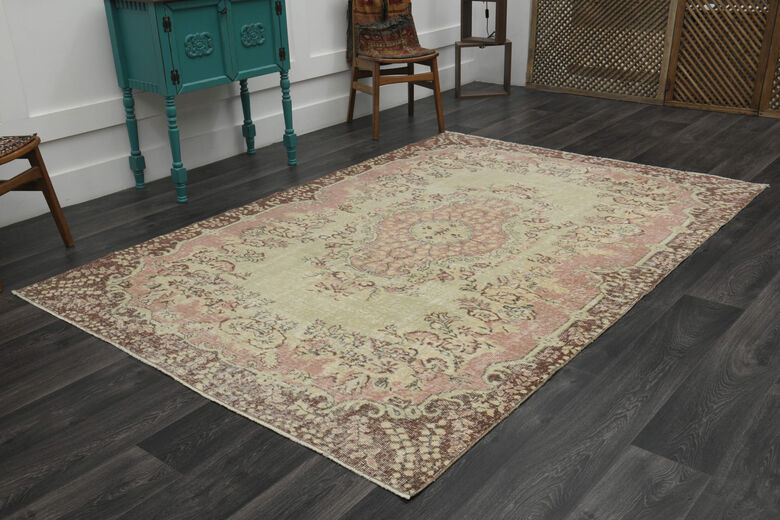 Orange Brown Vintage Anatolian Rug
