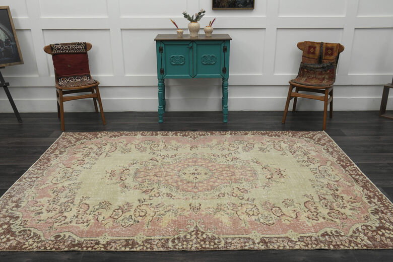 Orange Brown Vintage Anatolian Rug