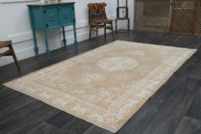 Brown Beige Turkish Anatolian Rug