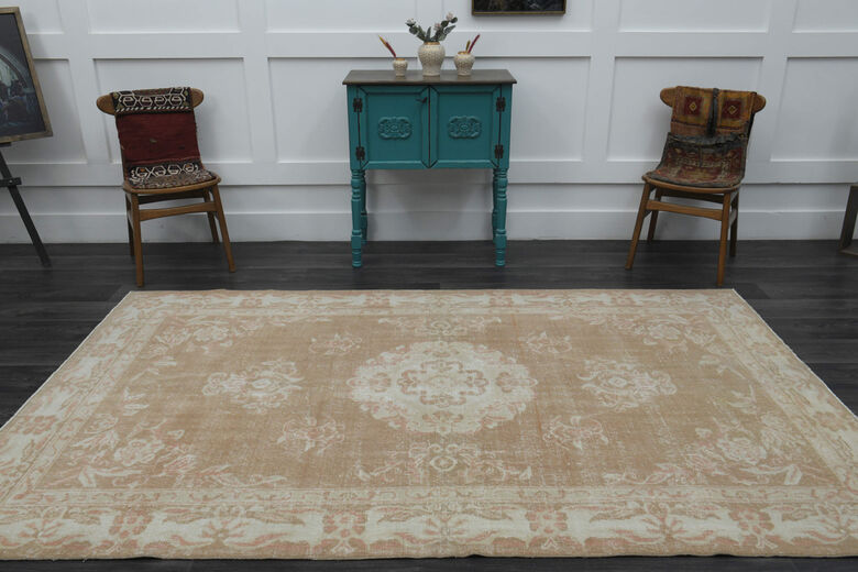 Brown Beige Turkish Anatolian Rug