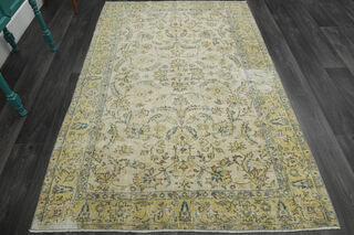 Yellow Beige Oushak Rug - Thumbnail