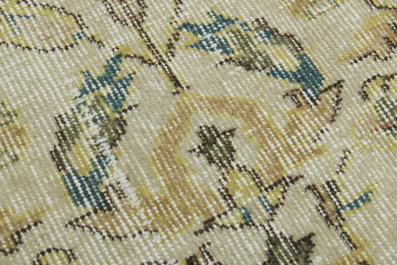 Yellow Beige Oushak Rug