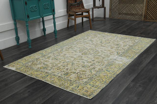 Yellow Beige Oushak Rug - Thumbnail