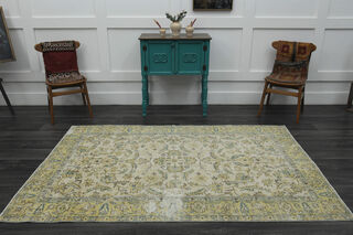 Yellow Beige Oushak Rug - Thumbnail