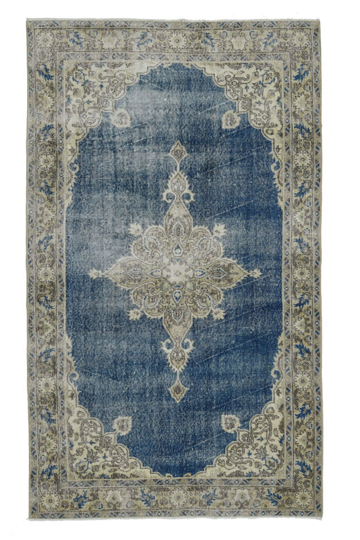 Faded Blue Brown Turkish Rug