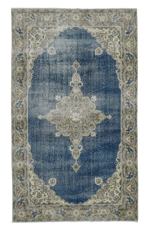 Faded Blue Brown Turkish Anatolian Rug