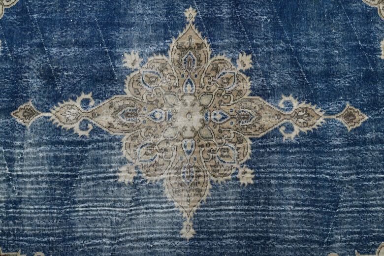 Faded Blue Brown Turkish Anatolian Rug