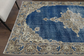 Faded Blue Brown Turkish Anatolian Rug - Thumbnail