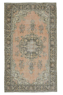 Vintage Orange Brown Anatolian Rug - Thumbnail