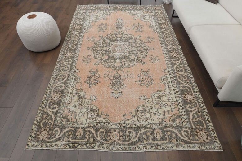 Vintage Orange Brown Anatolian Rug