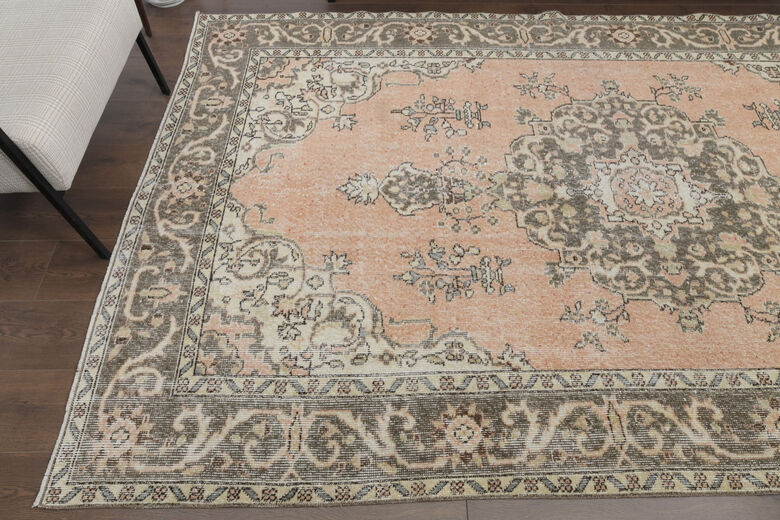 Vintage Orange Brown Anatolian Rug