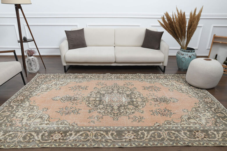 Vintage Orange Brown Anatolian Rug