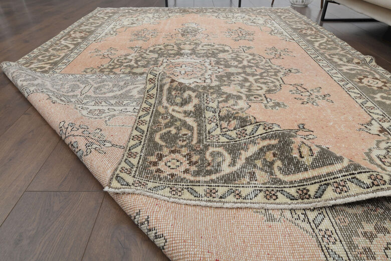 Vintage Orange Brown Anatolian Rug