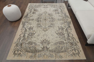 Vintage Floral Area Anatolian Rug - Thumbnail