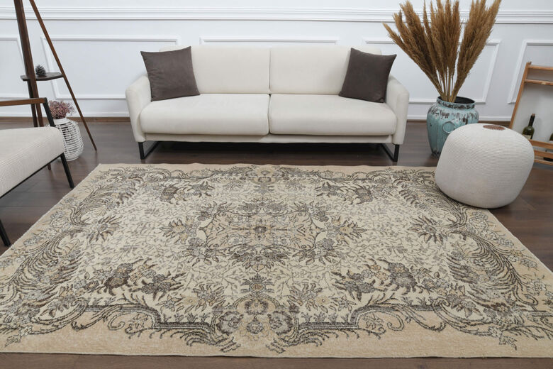 Vintage Floral Area Anatolian Rug