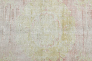 Antique Pink Yellow Area Anatolian Rug - Thumbnail