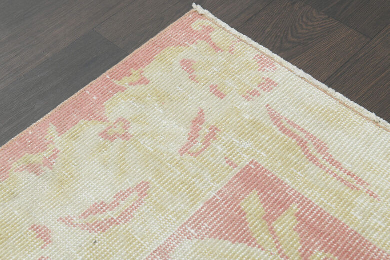 Antique Pink Yellow Area Anatolian Rug