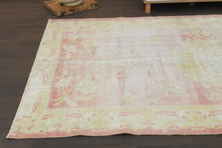 Antique Pink Yellow Area Anatolian Rug - Thumbnail