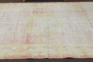 Antique Pink Yellow Area Anatolian Rug - Thumbnail