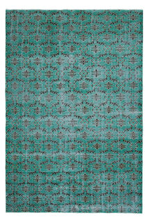 Floral Handmade Green Rug - Thumbnail