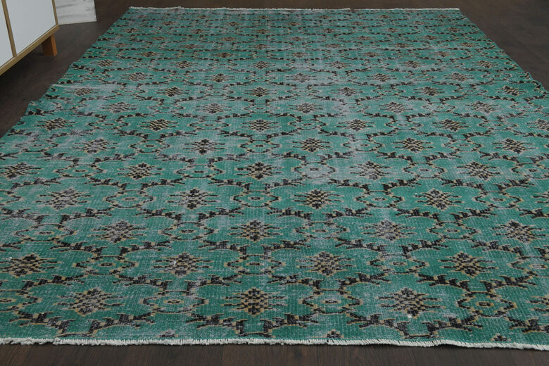 Floral Handmade Green Rug