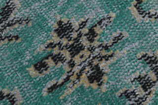 Floral Handmade Green Rug - Thumbnail