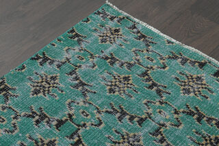 Floral Handmade Green Rug - Thumbnail