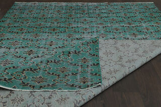 Floral Handmade Green Rug - Thumbnail