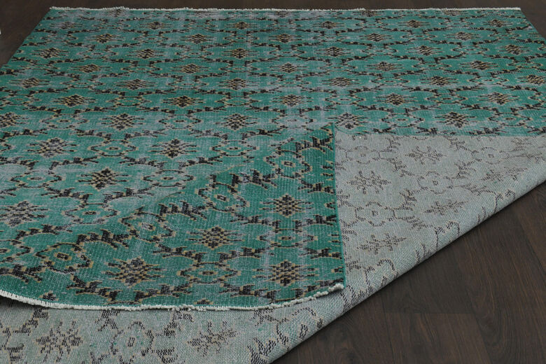 Floral Handmade Green Rug