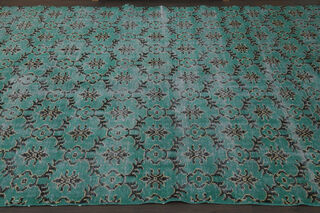 Floral Handmade Green Rug - Thumbnail