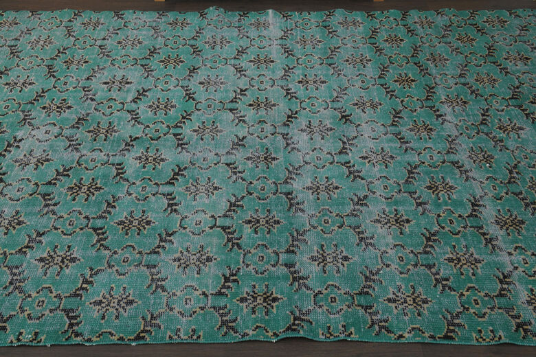 Floral Handmade Green Rug