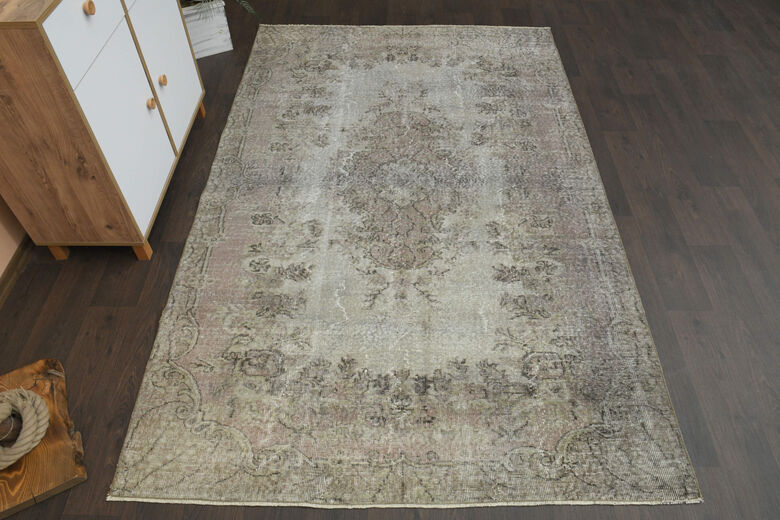 Purple Handmade Vintage Anatolian Rug