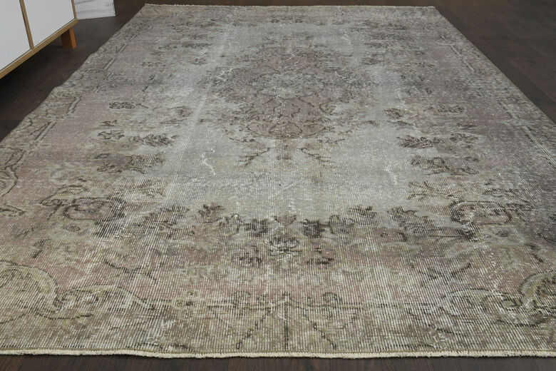Purple Handmade Vintage Anatolian Rug