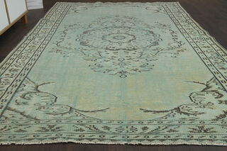 Green Oriental Area Anatolian Rug - Thumbnail