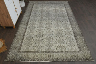 Handmade Beige Foliate Rug - Thumbnail