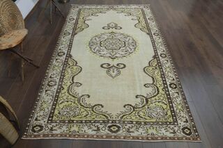 Green Oriental Handmade Area Rug - Thumbnail
