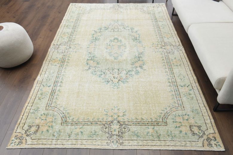 Circlet - Moss Green Vintage Oushak Carpet